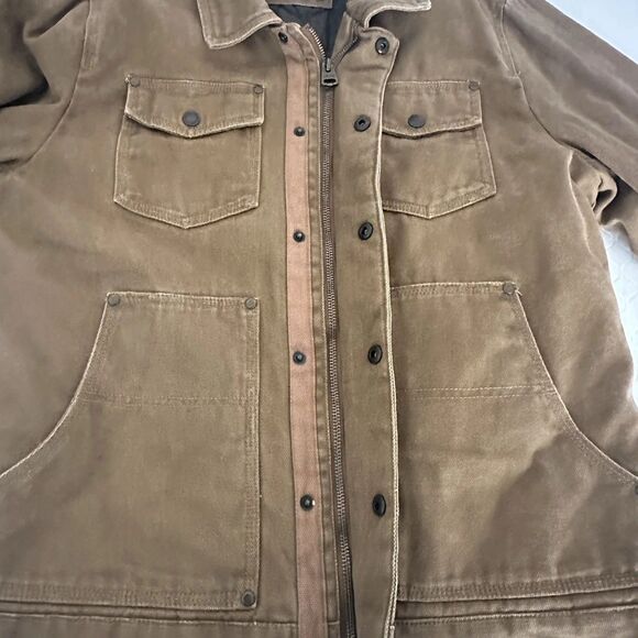 Levis Trucker Jacket Mens Small Brown Cotton Twill Full Zip Quilted Lined - Picture 15 of 16